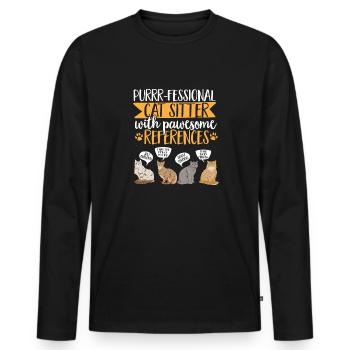 Pet Sitting Cat Dog Pet Sitter - Men's Premium Organic Long Sleeve Shirt - black - Front - Nico (187cm)