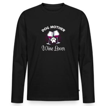 Dog mother and wine lover - Men's Premium Organic Long Sleeve Shirt - black - Front - Nico (187cm)