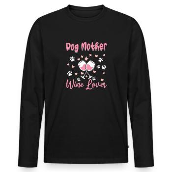 Dog mother and wine lover - Men's Premium Organic Long Sleeve Shirt - black - Front - Nico (187cm)