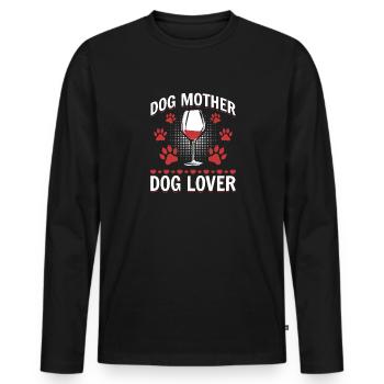 Dog mother and wine lover - Men's Premium Organic Long Sleeve Shirt - black - Front - Nico (187cm)