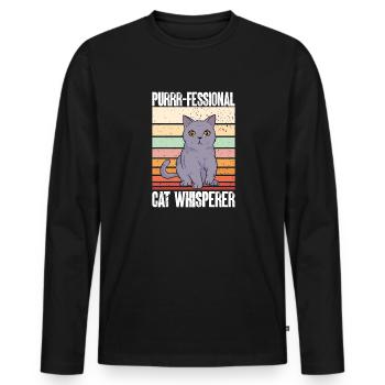 Pet Sitting Cat Dog Pet Sitter - Men's Premium Organic Long Sleeve Shirt - black - Front - Nico (187cm)