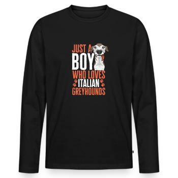 Italian Greyhound Greyhound Dogs - Men's Premium Organic Long Sleeve Shirt - black - Front - Nico (187cm)