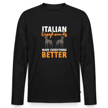 Italian Greyhound Greyhound Dogs - Men's Premium Organic Long Sleeve Shirt - black - Front - Nico (187cm)