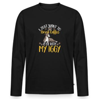 Lévrier italien Greyhound Chiens - T-shirt manches longues Premium bio Homme - noir - Devant - Nico (187cm)