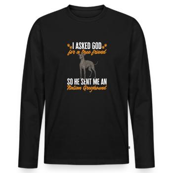 Lévrier italien Greyhound Chiens - T-shirt manches longues Premium bio Homme - noir - Devant - Nico (187cm)
