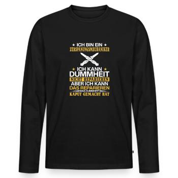 Zerspaner Ich kann Dummheit nicht Reparieren - Männer Premium Bio Langarmshirt - Schwarz - Vorne - Nico (187cm)