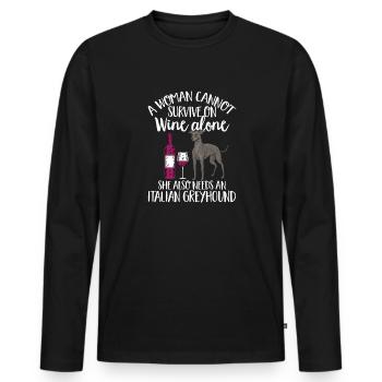 Italian Greyhound Greyhound Dogs - Men's Premium Organic Long Sleeve Shirt - black - Front - Nico (187cm)