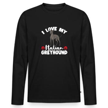 Italian Greyhound Greyhound Dogs - Men's Premium Organic Long Sleeve Shirt - black - Front - Nico (187cm)