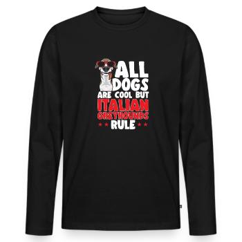 Italian Greyhound Greyhound Dogs - Men's Premium Organic Long Sleeve Shirt - black - Front - Nico (187cm)