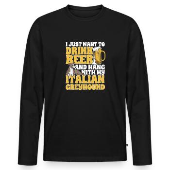 Lévrier italien Greyhound Chiens - T-shirt manches longues Premium bio Homme - noir - Devant - Nico (187cm)