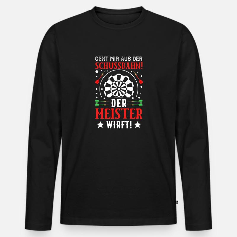 Schussbahn Dartspieler Geschenkidee - Männer Premium Bio Langarmshirt - Schwarz