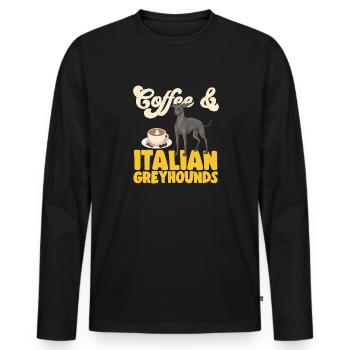 Italian Greyhound Greyhound Dogs - Men's Premium Organic Long Sleeve Shirt - black - Front - Nico (187cm)