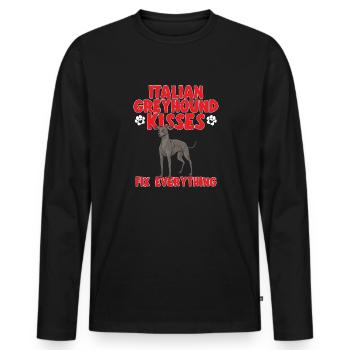 Italian Greyhound Greyhound Dogs - Men's Premium Organic Long Sleeve Shirt - black - Front - Nico (187cm)