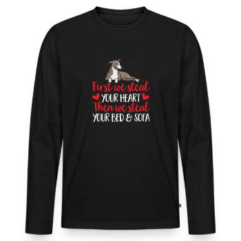 Italienischer Windspiel Windhund Hunde - Männer Premium Bio Langarmshirt - Schwarz - Vorne - Nico (187cm)