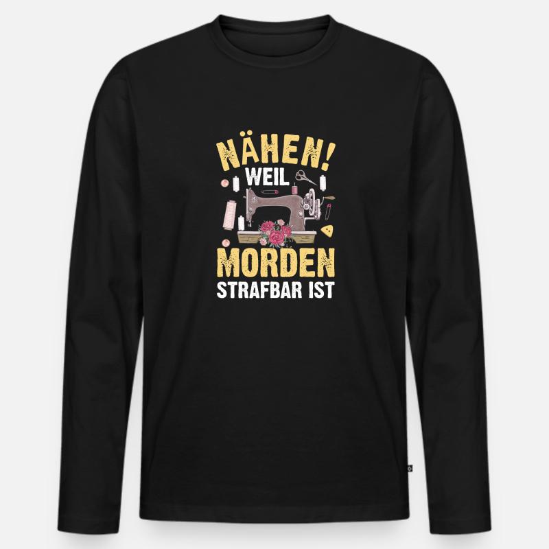 Nähen Nähmaschine Geschenkidee - Männer Premium Bio Langarmshirt - Schwarz