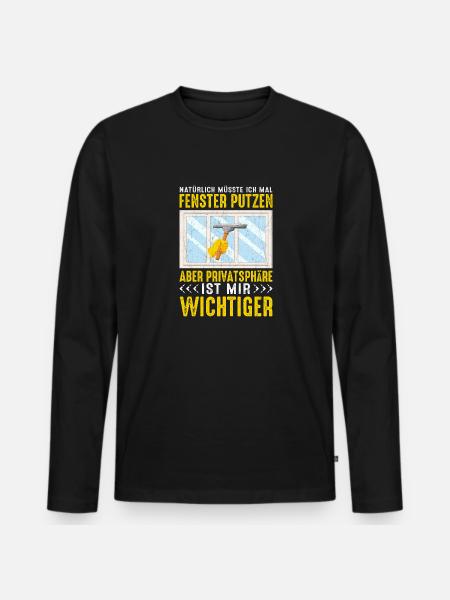 Fenster putzen Privatsphäre lustig - Männer Premium Bio Langarmshirt - Schwarz