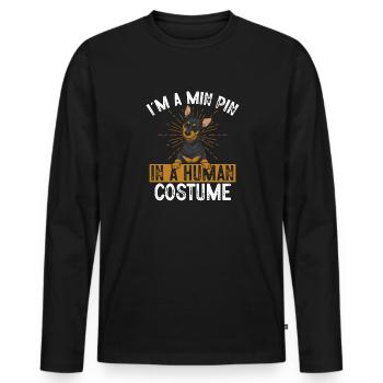Miniature Pinscher Rehpinscher Min Pin Dog - Men's Premium Organic Long Sleeve Shirt - black - Front - Nico (187cm)
