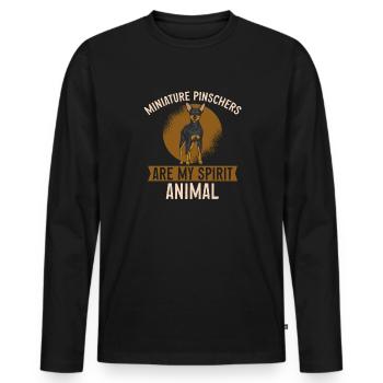 Miniature Pinscher Rehpinscher Min Pin Dog - Men's Premium Organic Long Sleeve Shirt - black - Front - Nico (187cm)