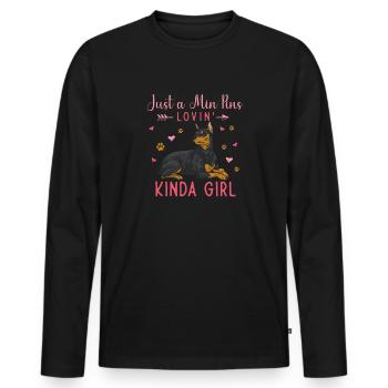Miniature Pinscher Rehpinscher Min Pin Dog - Men's Premium Organic Long Sleeve Shirt - black - Front - Nico (187cm)