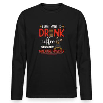 Miniature Pinscher Rehpinscher Min Pin Dog - Men's Premium Organic Long Sleeve Shirt - black - Front - Nico (187cm)