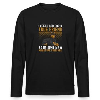 Miniature Pinscher Rehpinscher Min Pin Dog - Men's Premium Organic Long Sleeve Shirt - black - Front - Nico (187cm)