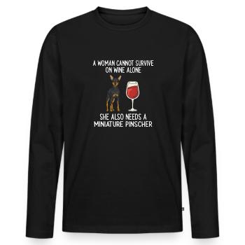 Miniature Pinscher Rehpinscher Min Pin Dog - Men's Premium Organic Long Sleeve Shirt - black - Front - Nico (187cm)
