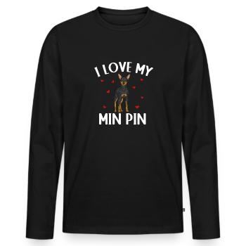 Miniature Pinscher Rehpinscher Min Pin Dog - Men's Premium Organic Long Sleeve Shirt - black - Front - Nico (187cm)