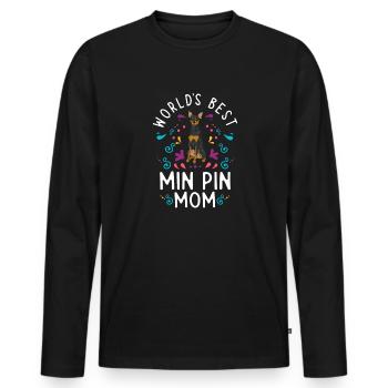 Miniature Pinscher Rehpinscher Min Pin Dog - T-shirt manches longues Premium bio Homme - noir - Devant - Nico (187cm)