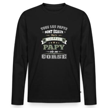 Papy Corse - Meilleur papy - T-shirt manches longues Premium bio Homme - noir - Devant - Nico (187cm)