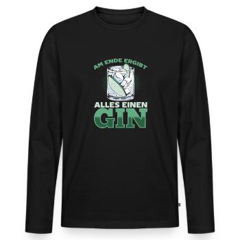 Am Ende ergibt alles ein Gin . Gin-Liebhaber - Männer Premium Bio Langarmshirt - Schwarz - Vorne - Nico (187cm)