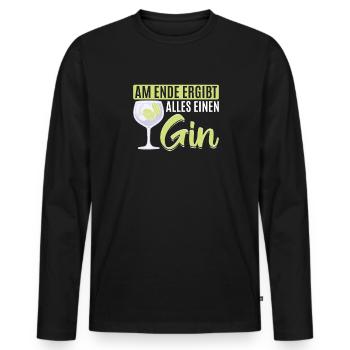 Am Ende ergibt alles ein Gin . Gin-Liebhaber - Männer Premium Bio Langarmshirt - Schwarz - Vorne - Nico (187cm)
