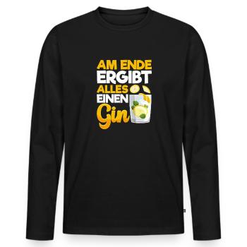 Am Ende ergibt alles ein Gin . Gin-Liebhaber - Männer Premium Bio Langarmshirt - Schwarz - Vorne - Nico (187cm)