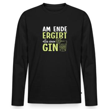 Am Ende ergibt alles ein Gin . Gin-Liebhaber - Männer Premium Bio Langarmshirt - Schwarz - Vorne - Nico (187cm)