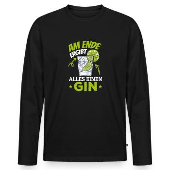Am Ende ergibt alles ein Gin . Gin-Liebhaber - Männer Premium Bio Langarmshirt - Schwarz - Vorne - Nico (187cm)