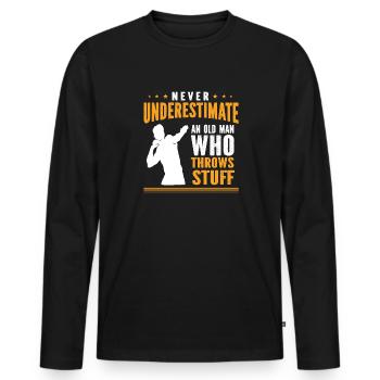 Kugelstoßen Werfen Leichtathletik - Männer Premium Bio Langarmshirt - Schwarz - Vorne - Nico (187cm)