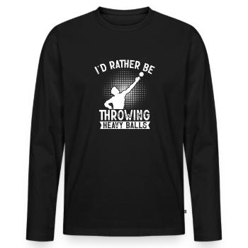 Kugelstoßen Werfen Leichtathletik - Männer Premium Bio Langarmshirt - Schwarz - Vorne - Nico (187cm)