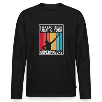 Kugelstoßen Werfen Leichtathletik - Männer Premium Bio Langarmshirt - Schwarz - Vorne - Nico (187cm)