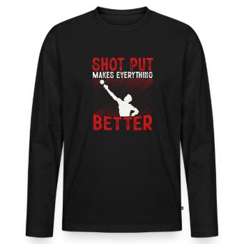 Kugelstoßen Werfen Leichtathletik - Männer Premium Bio Langarmshirt - Schwarz - Vorne - Nico (187cm)