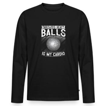 Kugelstoßen Werfen Leichtathletik - Männer Premium Bio Langarmshirt - Schwarz - Vorne - Nico (187cm)