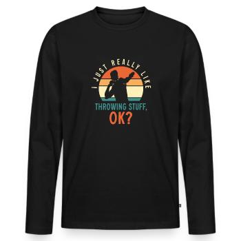 Kugelstoßen Werfen Leichtathletik - Männer Premium Bio Langarmshirt - Schwarz - Vorne - Nico (187cm)