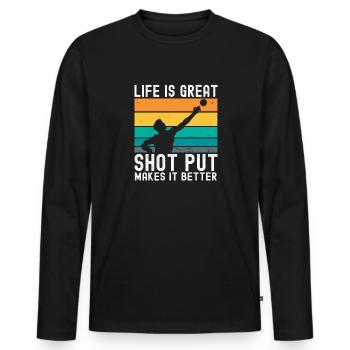 Kugelstoßen Werfen Leichtathletik - Männer Premium Bio Langarmshirt - Schwarz - Vorne - Nico (187cm)