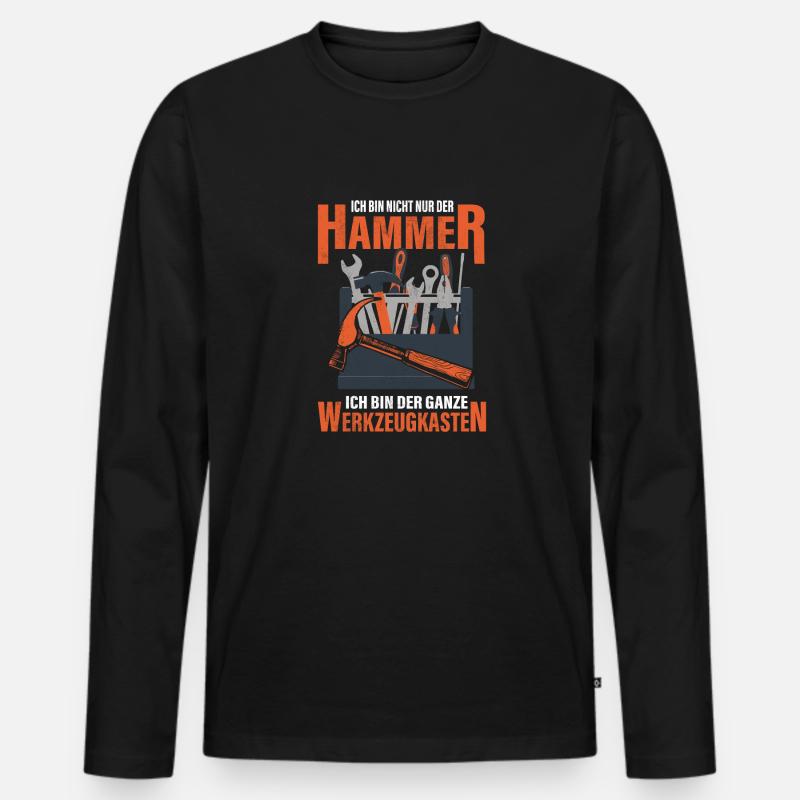 Hammer Werkzeugkasten Handwerker - Männer Premium Bio Langarmshirt - Schwarz