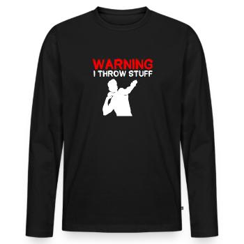 Kugelstoßen Werfen Leichtathletik - Männer Premium Bio Langarmshirt - Schwarz - Vorne - Nico (187cm)