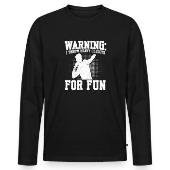 Kugelstoßen Werfen Leichtathletik - Männer Premium Bio Langarmshirt - Schwarz - Vorne - Nico (187cm)