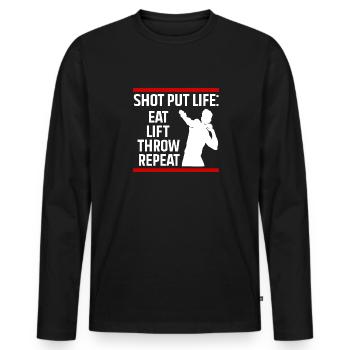 Kugelstoßen Werfen Leichtathletik - Männer Premium Bio Langarmshirt - Schwarz - Vorne - Nico (187cm)