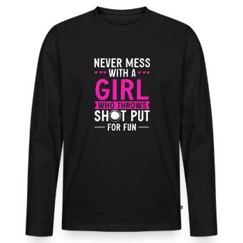 Kugelstoßen Werfen Leichtathletik - Männer Premium Bio Langarmshirt - Schwarz - Vorne - Nico (187cm)