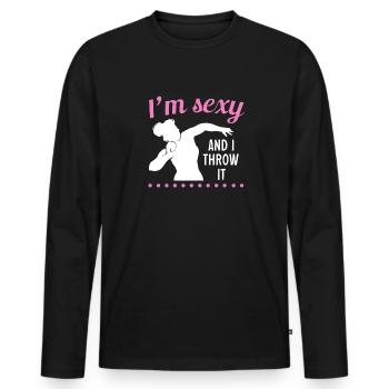 Kugelstoßen Werfen Leichtathletik - Männer Premium Bio Langarmshirt - Schwarz - Vorne - Nico (187cm)