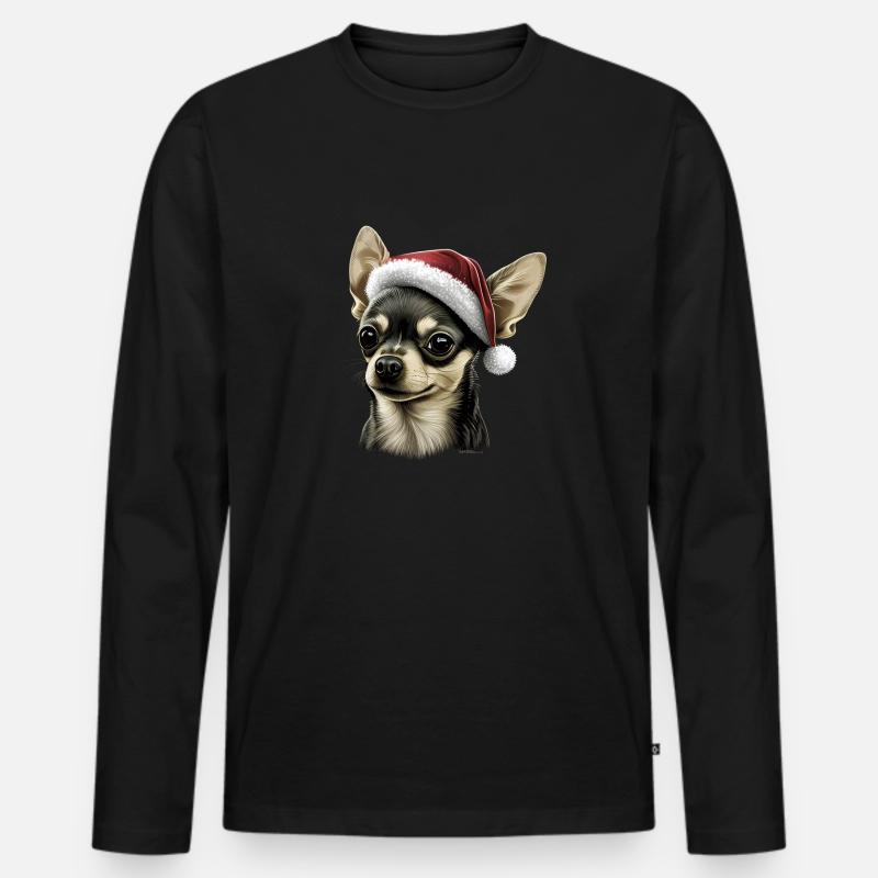 Chihuahua | Weihnachten | Weihnachtsbaum | - Männer Premium Bio Langarmshirt - Schwarz