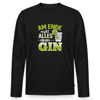 Am Ende ergibt alles ein Gin . Gin-Liebhaber - Männer Premium Bio Langarmshirt - Schwarz - Vorne - Nico (187cm)