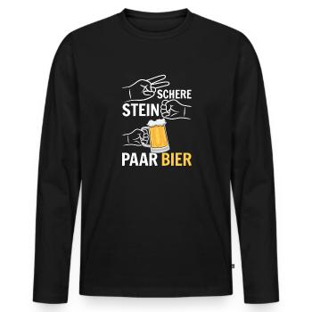 Schere, Stein, Paar, Bier - das perfekte Outfit - Männer Premium Bio Langarmshirt - Schwarz - Vorne - Nico (187cm)